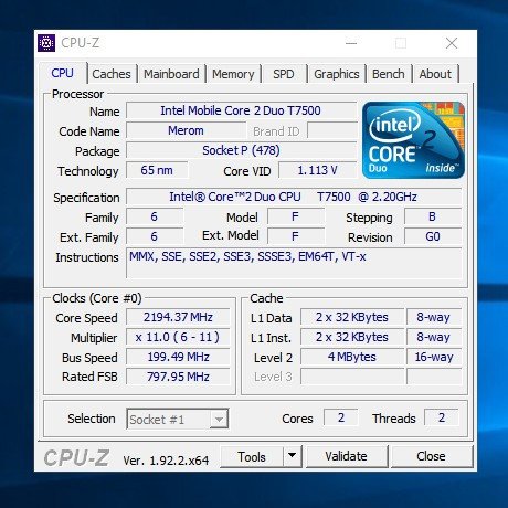 Меняем процессор Intel Core 2 Duo T7500 с Селерона. Апгрейд старичка (ноутбук) 2008г.