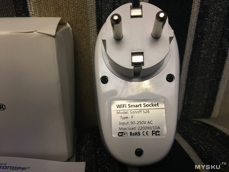 "Умная" Wi-Fi розетка Sonoff S26F