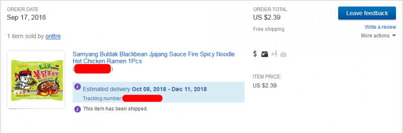 Бичпакеты из Кореи. Рассказ про то как я лапшу на Ebay покупал. Обзор лапши Ramen "Горячая цыпочка с чёрными бобами"