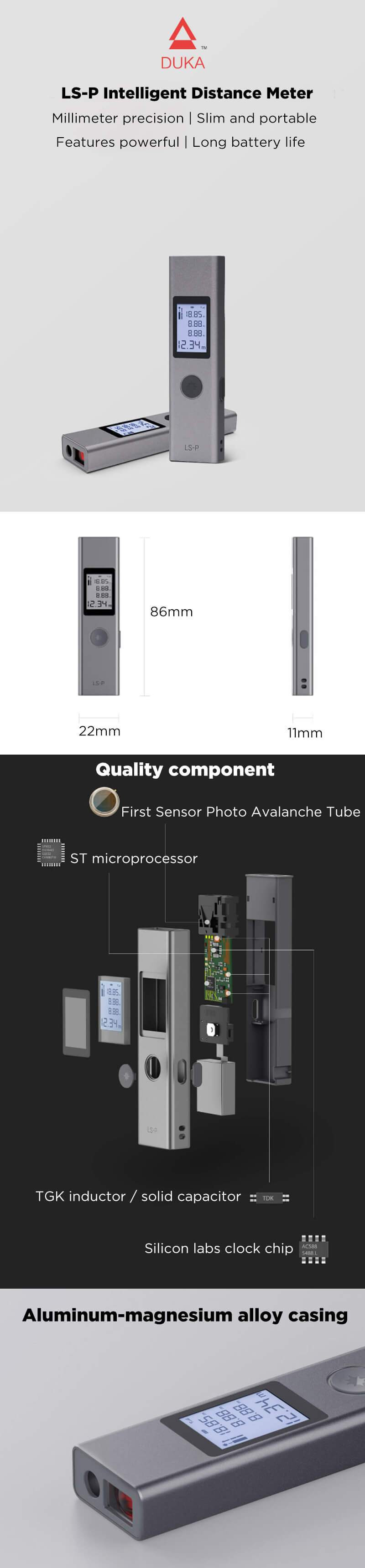 Лазерный дальномер Xiaomi DUKA LS-P. Цена $15.59