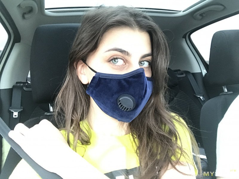 Хлопковая маска с дыхательным клапаном плюс 10 сменных одноразовых угольных фильтров PM2.5