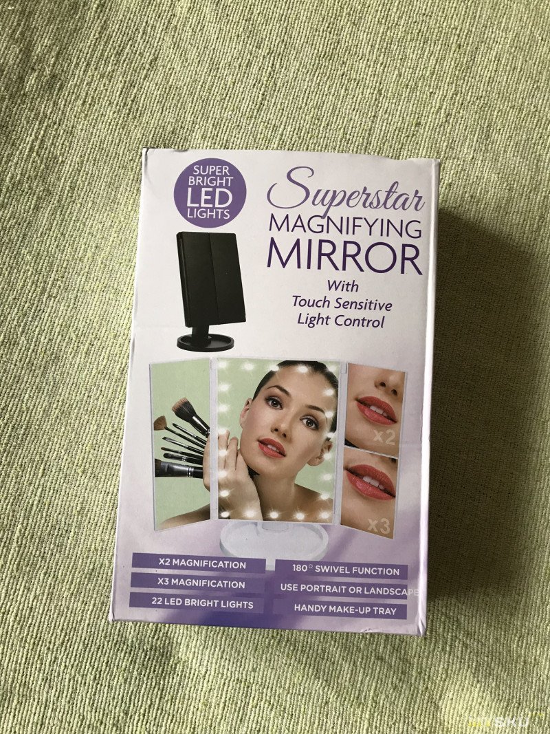 Зеркало для макияжа со светодиодной подсветкой и увеличением