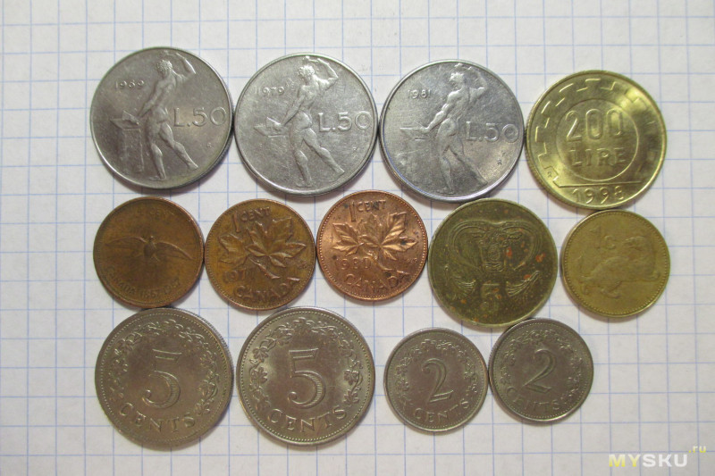 Монеты различных стран, присланные из Израиля, Великобритании, Испании, Португалии, Литвы и Латвии (сравнительный обзор) (Часть 1)