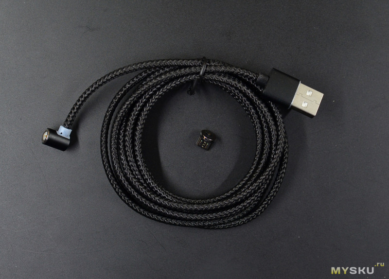 Магнитный microUSB-кабель в оплётке