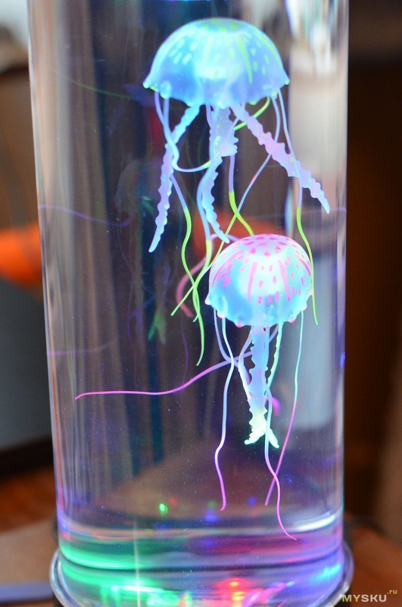 Светильник-аквариум с плавающими медузами