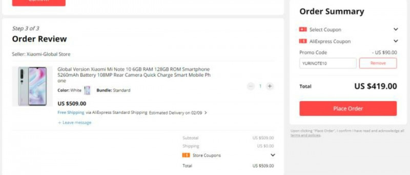 Внимание! Купоны на скидку на смартфоны Xiaomi Mi Note 10 ($419) и Redmi K30 ($301.99)