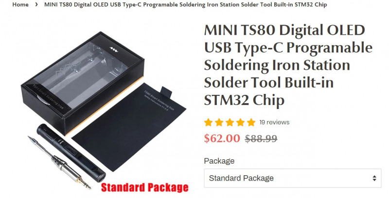 Самая низкая цена на портативный паяльник TS80 ($55.80)
