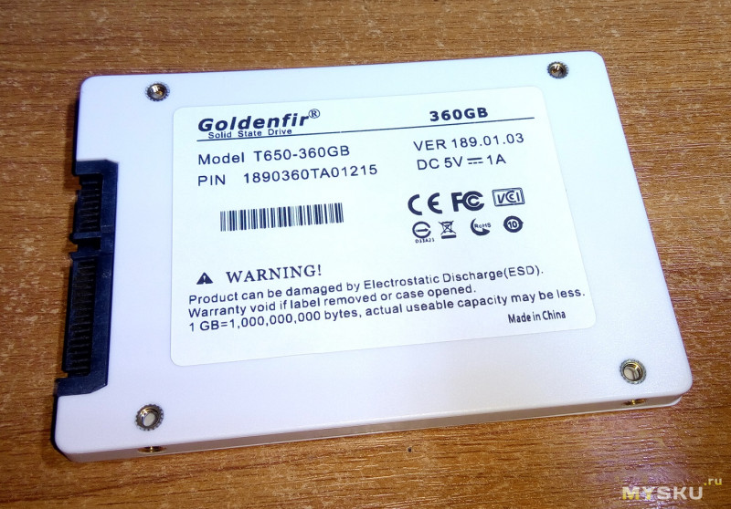 Китайский бюджетный SSD Goldenfir 360GB SATA-3