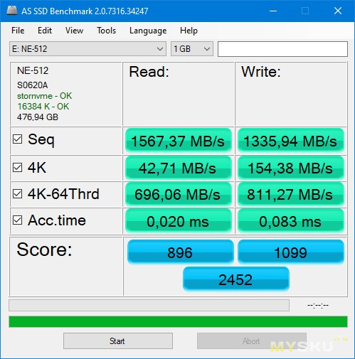 NVME SSD KingSpec m.2 512Gb