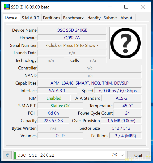 Обзор SDD компании OSCOO (модель OSC-SSD-01) на 240GB (2.5", SATA3, 6Gbps).