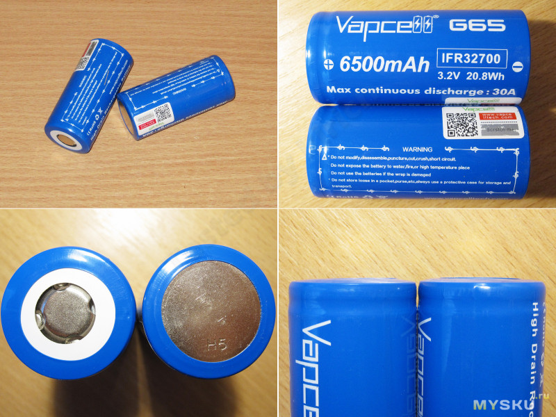 Аккумуляторы VapCell LiFePO4 типоразмера 26650 и 32700