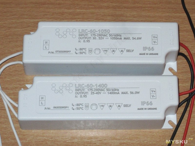 Блоки питания (драйверы) LRC-60-1050 и LRC-60-1400 для светодиодов мощностью до 60Вт