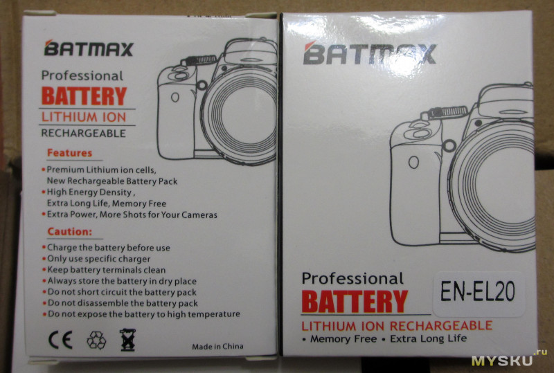 Китайские аккумуляторы Nikon EN-EL20 "1200mAh" и сдвоенно зарядное устройство для них