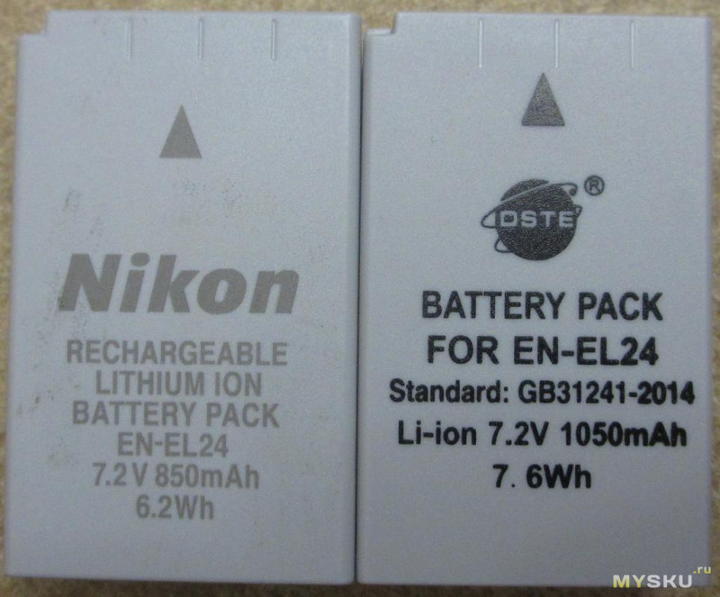 Аккумулятор DSTE - аналог Nikon EN-EL24 (для Nikon J5)