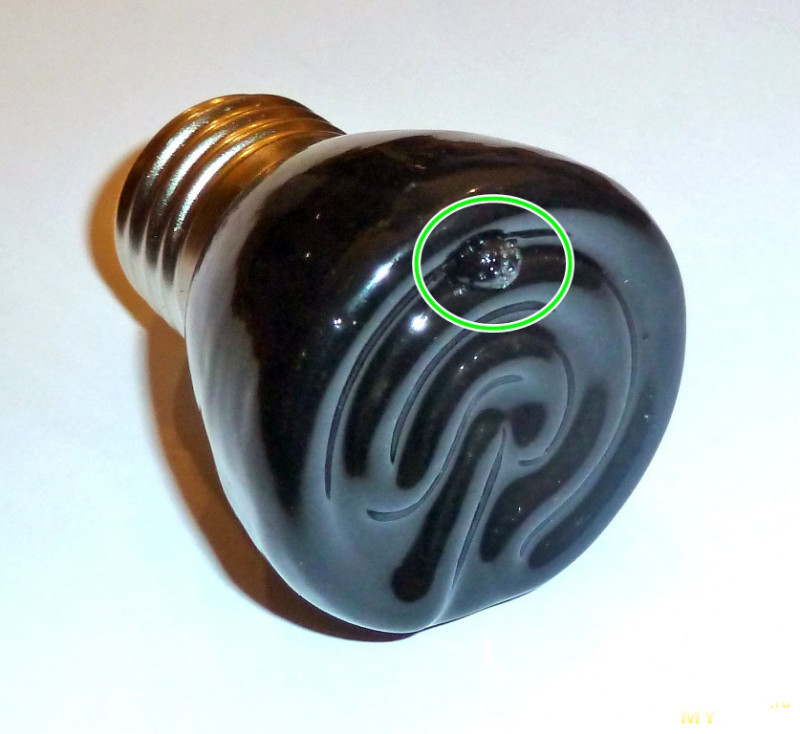 Инфракрасная лампа E27 220V 100W 55x75mm, неудачная
