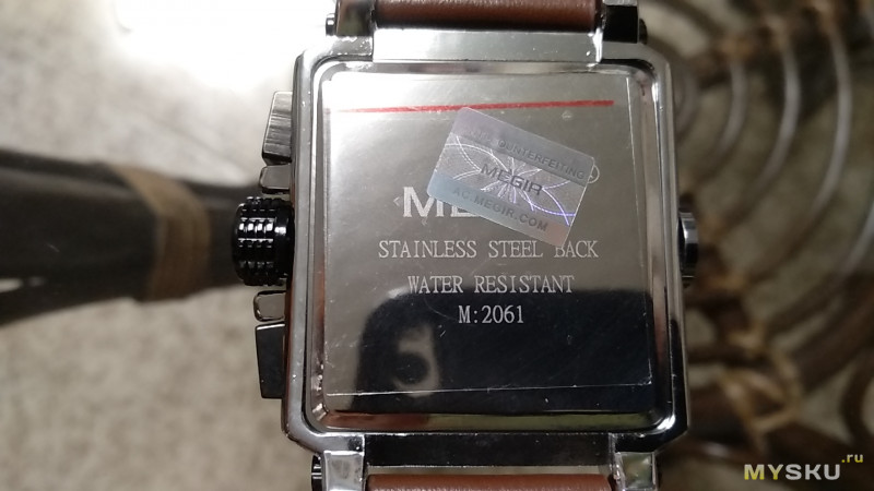 Мужские часы MEGIR 2061 с трех циферблатным секундомером и календарем.