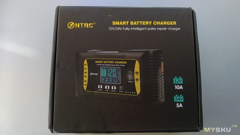 Инверторное зарядное устройство HTRC  для авто/мото аккумуляторов,  12В / 24В и током 10А / 5А , 7-ступеней заряда, режим десульфатации