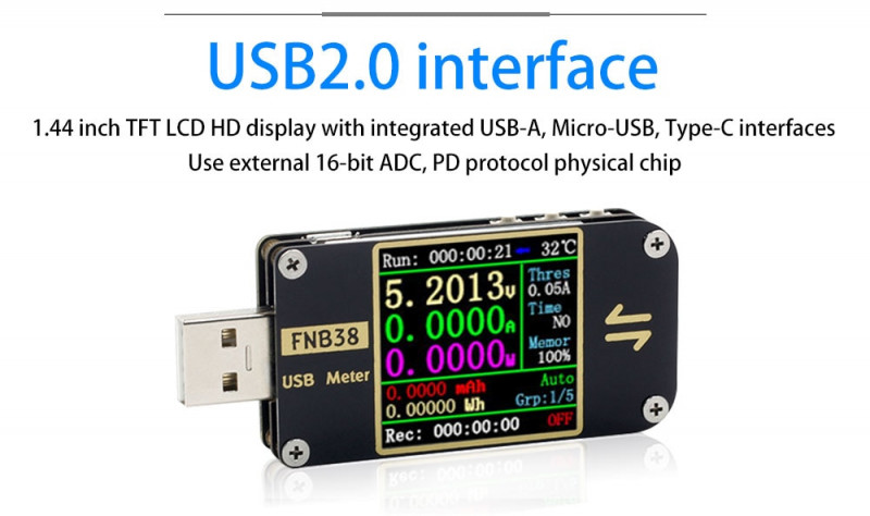 USB-тестер Fnirsi FNB38 за $15