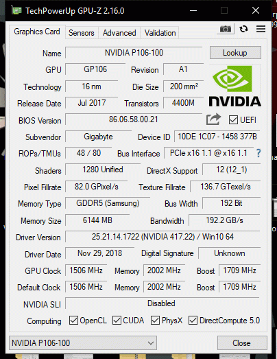 Скриншот GPU-Z