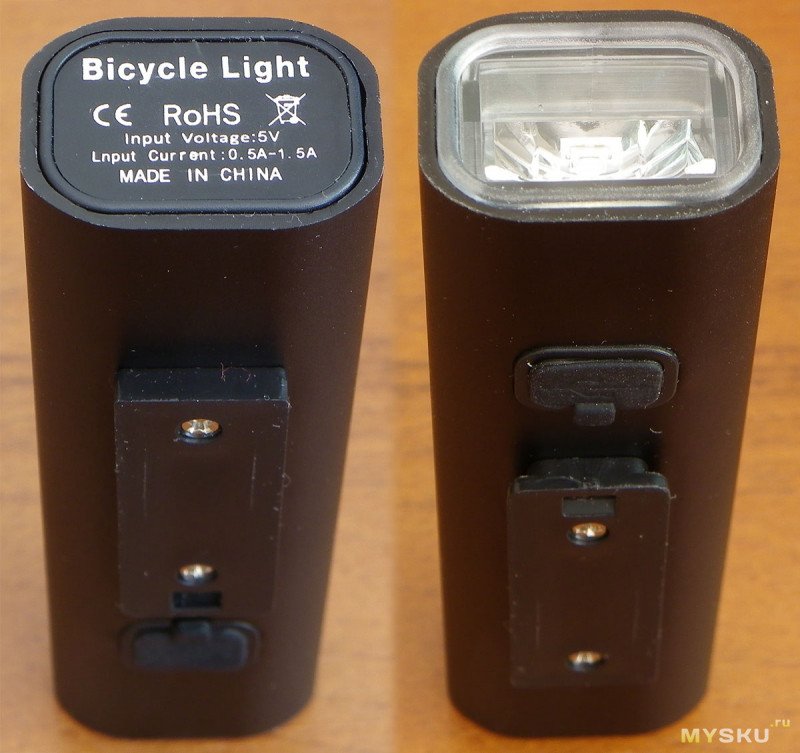 Свет для велосипеда: компактный спереди и яркий сзади.