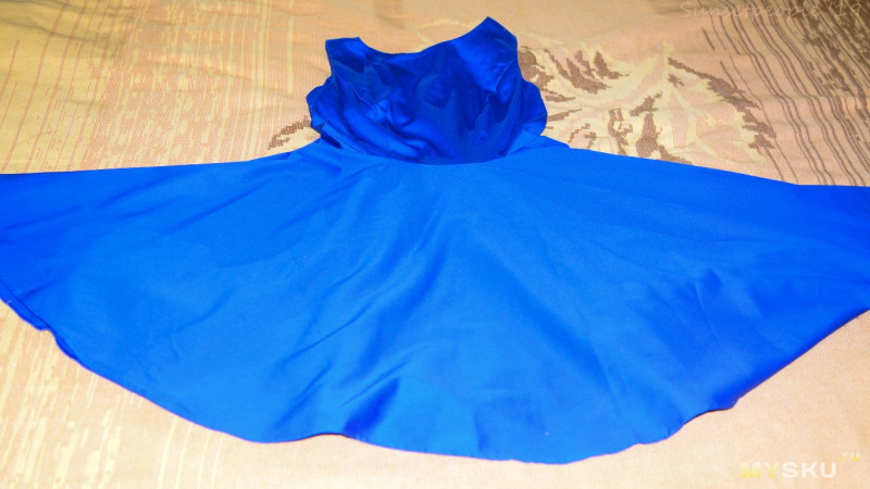 Платье с юбкой-солнце из хлопка монотонное [синее]