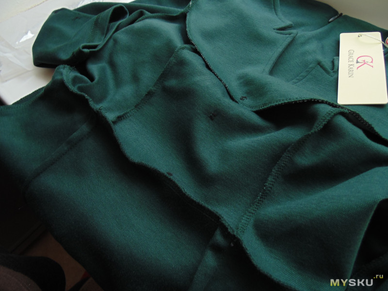 Платье Grace Karin (карандаш до колена, рукав 3/4, фигурный вырез, зелёное)
