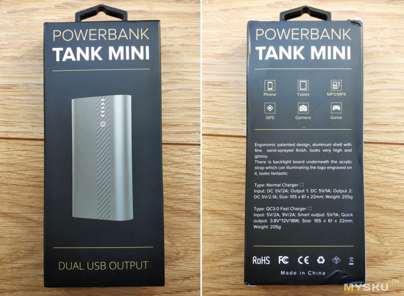 Внешний аккумулятор Powerseed Tank Mini 10000mAh QC3.0. Тесты/Разборка.