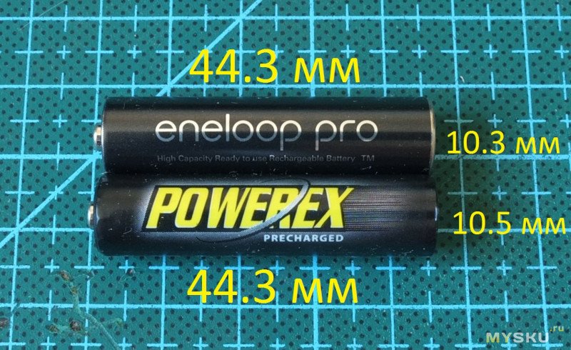 Maha Powerex 1000 (900) mAh vs Eneloop Pro 950 (930) mAh