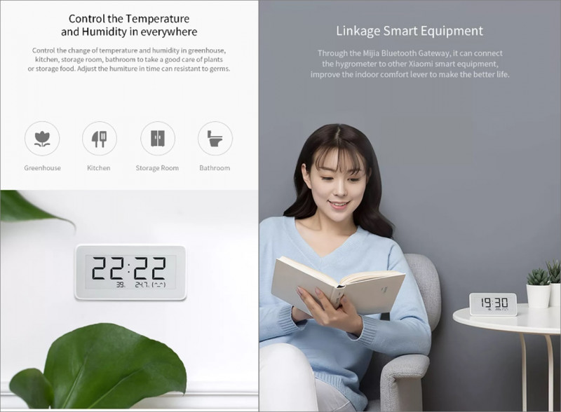 Новая версия термометра-гигрометра с E-Ink экраном  от Сяоми, теперь с часами!