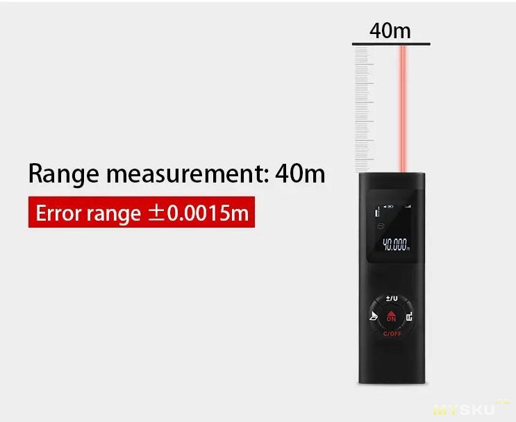 Компактный лазерный дальномер DANIU, который умеет вычислять площадь и объем, за .99 (+ доставка .20)