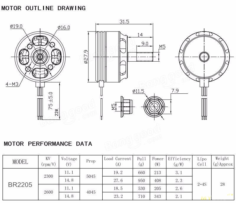 Бюджетный комплект БК моторов для FPV квадрокоптера – Racerstar Racing Edition BR2205 2600KV