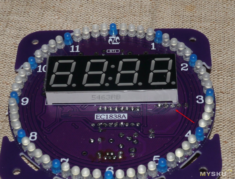 Geekcreit EC1838A - Набор для сборки LED часов с будильником на модуле DS1302.
