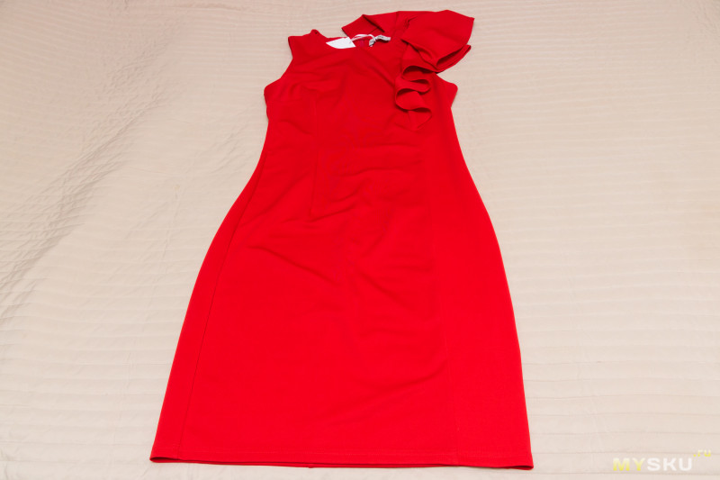 Красное платье с оборкой на плече от Grace Karin