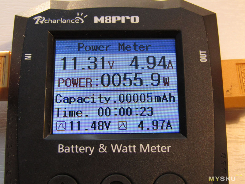 Тестер моделиста с функционалом измерения вольтажа ячеек батареи, ваттметром и usb зарядкой. M8Pro 2-8S.