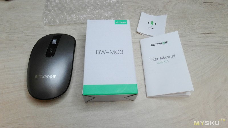 Bluetooth 3.0/5.0 мышка BlitzWolf® BW-MO3 с тихим кликом и настраиваемым DPI (800-2400).