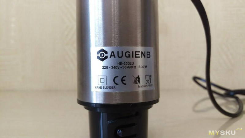 Погружной блендер из нержавеющей стали AUGIENB HB-105SD 4-в-1 (тест мясом)