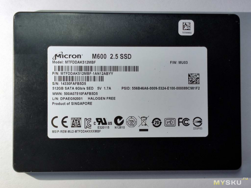 Старый конь борозды не испортит... Обзор устаревших моделей SSD из китая. Часть 2. Micron M600 MLC 512GB sata
