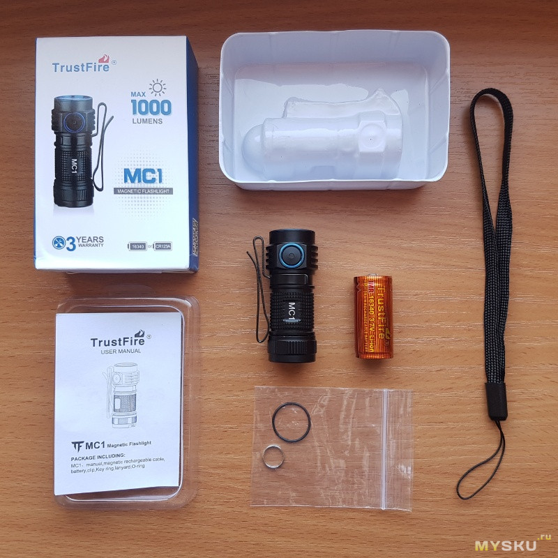 TrustFire MC1 фонарик + TrustFire 16340 аккумулятор